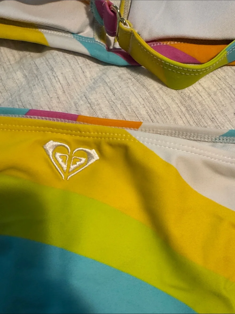 Roxy Girls' Bright Multicolor Wave Bikini - Yellow, Blue, Pink, Orange, White